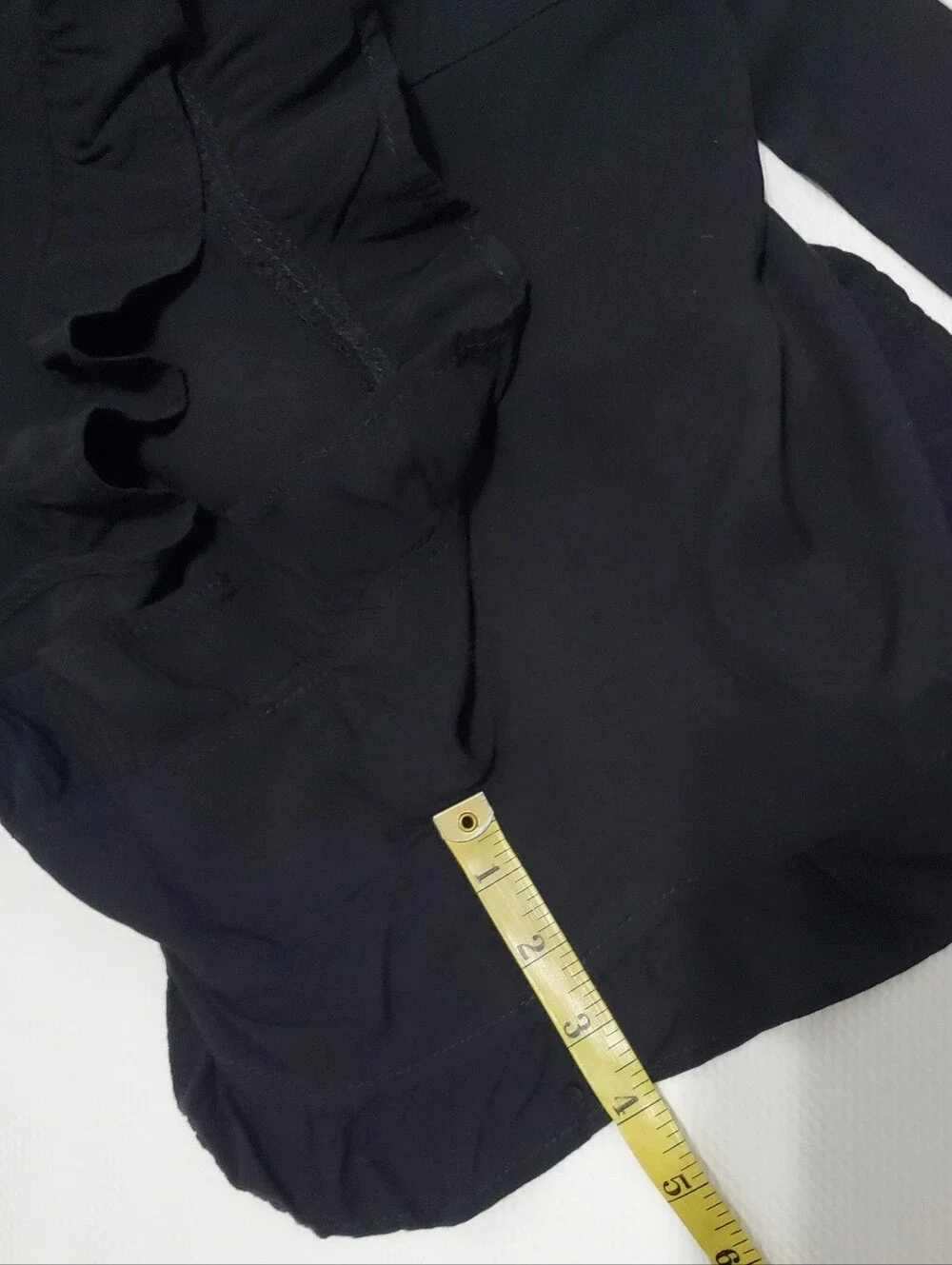 Free People Black Ruffle Tie Waist Pull On Shorts Small